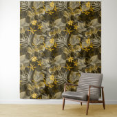 Wasserfarbenes blumengelb-braunes Muster. Wandteppich (Beispiel)