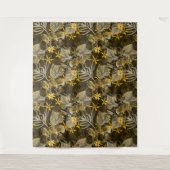 Wasserfarbenes blumengelb-braunes Muster. Wandteppich (Vorderseite)