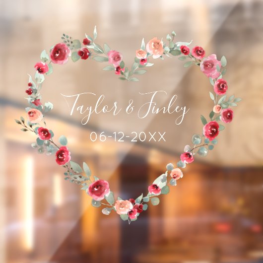 Wasserfarbenes Blumenherz Elegantes Brauchtum Fensteraufkleber (Blatt 2)