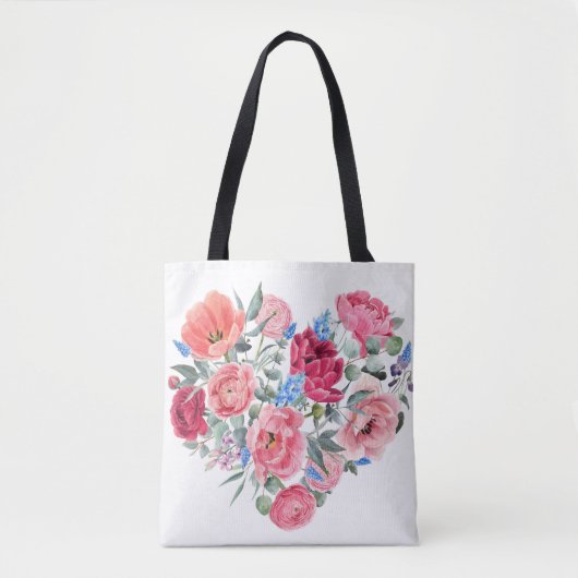 Wasserfarbenes Blumenherz, Frühlingsillustrierung. Tasche (Vorderseite)