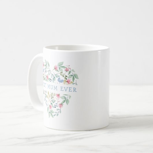 Wasserfarbenes Blumenherz Kaffeetasse (Vorderseite Links)