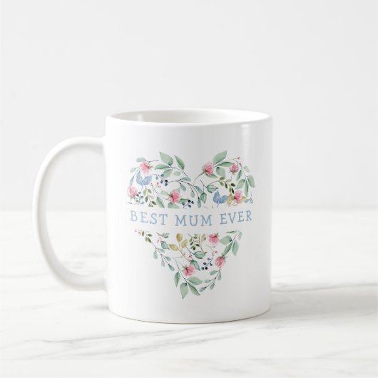 Wasserfarbenes Blumenherz Kaffeetasse (Links)