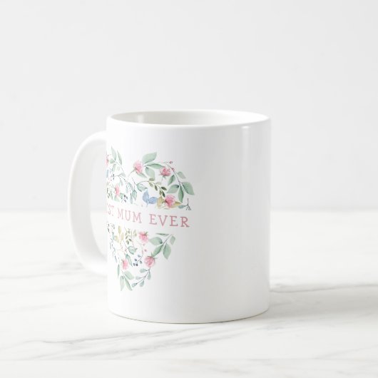 Wasserfarbenes Blumenherz Kaffeetasse (Vorderseite Links)