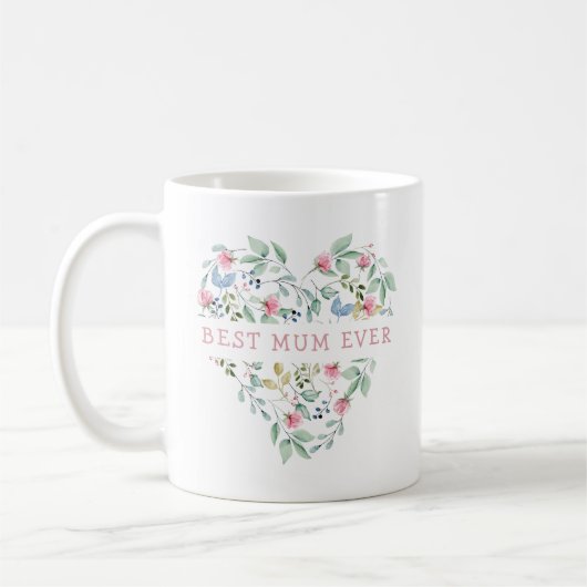 Wasserfarbenes Blumenherz Kaffeetasse (Links)