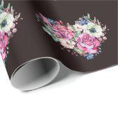 Wasserfarbenes Blumenherz: Vintage Rose. Geschenkpapier (Rolleneckpunkt)