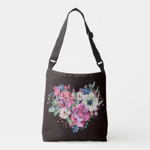 Wasserfarbenes Blumenherz: Vintage Rose. Tragetaschen Mit Langen Trägern
