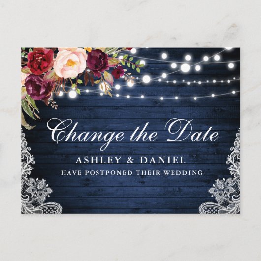 Wasserfarbenes Blumenholz ändert das Datum Postkarte (Vorderseite)