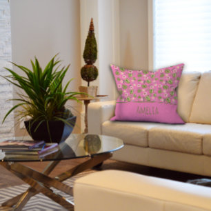 Wasserfarbenes Blumenskind-Name-Wurfkissen Kissen