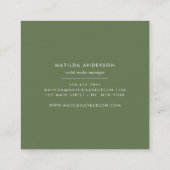 Wasserfarbenes botanisches Blattwerk und Golddetai Quadratische Visitenkarte (Rückseite)