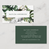 Wasserfarbenes botanisches Blattwerk und Golddetai Visitenkarte (Vorne/Hinten)