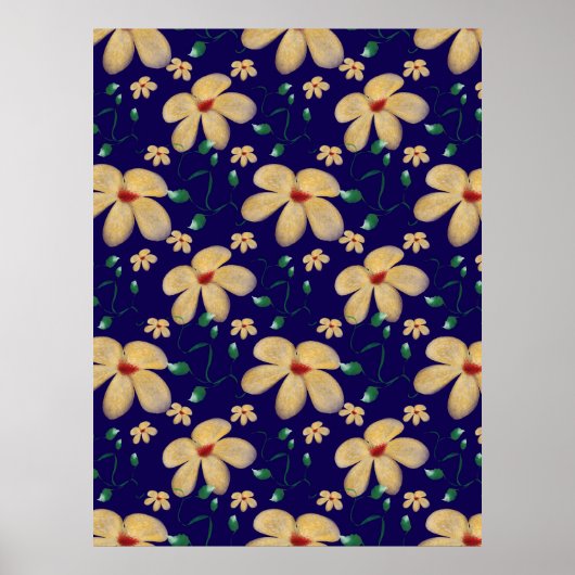 Wasserfarbenes botanisches nahtloses Muster Poster (Vorne)