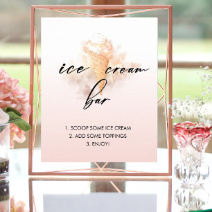 Wasserfarbenes Brautparty-Eiscreme-Bar-Schild Poster