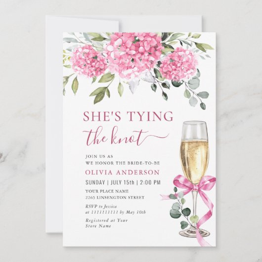 Wasserfarbenes Brautparty Hydrangea Einladung (Vorderseite)