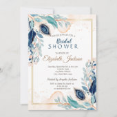 Wasserfarbenes Brautparty Peacock Einladung (Vorderseite)