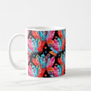 Wasserfarbenes buntes Federn Muster Kaffeetasse