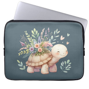 Wasserfarbenes Cottage-Garten-Schildkröte Laptopschutzhülle