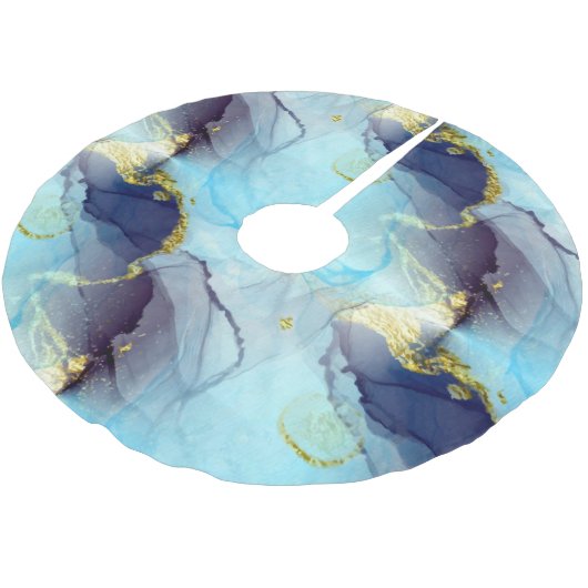 Wasserfarbenes Daphonous Chic Elegante Polyester Weihnachtsbaumdecke (Schrägansicht)