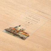 Wasserfarbenes Destination-Hochzeit mit Blick auf  Acryleinladungen (Ablage )