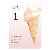 Wasserfarbenes Eis Creme Brautparty Tischnummer (Rückseite)