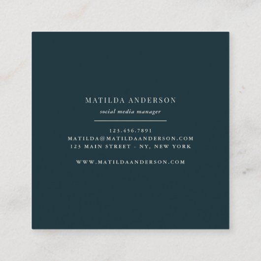 Wasserfarbenes, elegantes Blumenmuster und Blattwe Quadratische Visitenkarte (Rückseite)