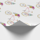 Wasserfarbenes Fahrrad für Kuchen und Blumen Geschenkpapier (Ecke)