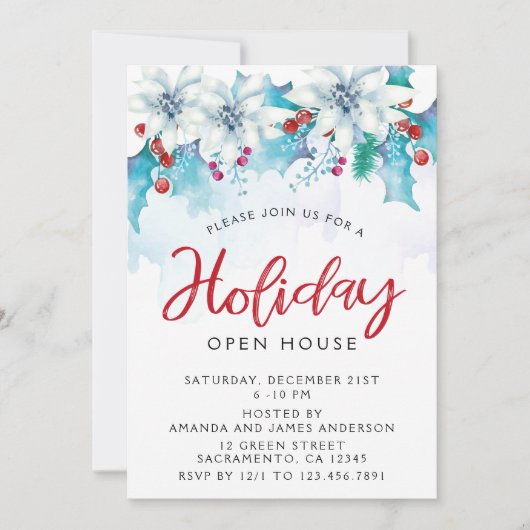 Wasserfarbenes festes Ferienhaus Einladung (Vorderseite)