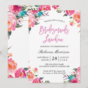 Wasserfarbenes Florales Botanisches Brautjungfern- Einladung