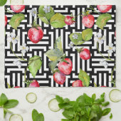 Wasserfarbenes, florales Erdbeermuster Geschirrtuch (Gefaltet)