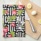 Wasserfarbenes, florales Erdbeermuster Geschirrtuch (Viertel Falte)