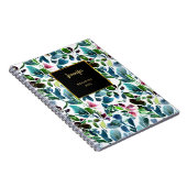 Wasserfarbenes florales Muster Monogramm Name Notizblock (Rechte Seite)