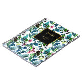 Wasserfarbenes florales Muster Monogramm Name Notizblock (Linke Seite)