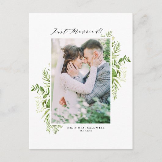 Wasserfarbenes Foto aus naturbelassenen Foliage Ankündigungspostkarte (Vorderseite)