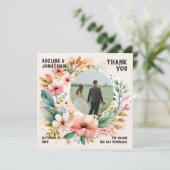 Wasserfarbenes Foto Hochzeitsflat Dankeskarte (Stehend Vorderseite)