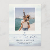 Wasserfarbenes Foto Save the Date Ankündigungspostkarte (Vorderseite)