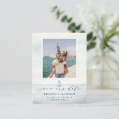 Wasserfarbenes Foto Save the Date Ankündigungspostkarte (Stehend Vorderseite)