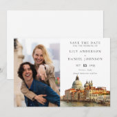 Wasserfarbenes Fotohochzeitspanorama von Venedig Save The Date (Vorne/Hinten)