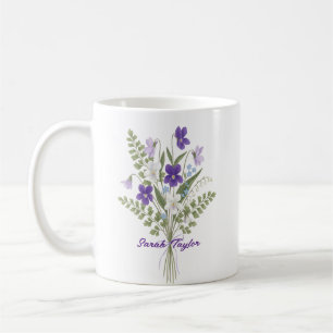 Wasserfarbenes Geburtstags-Blumen-Veilchen Persona Kaffeetasse