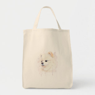 Wasserfarbenes Gemälde eines Pomeranian-Hundes Cut Tragetasche