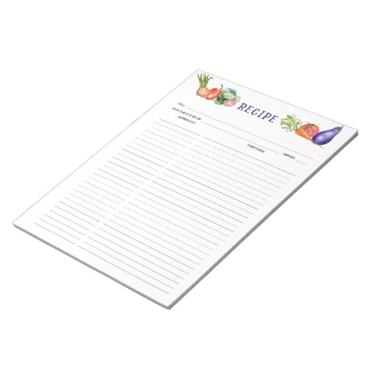 Wasserfarbenes Gemüse, Kochrezepte Notizblock (angewinkelt)