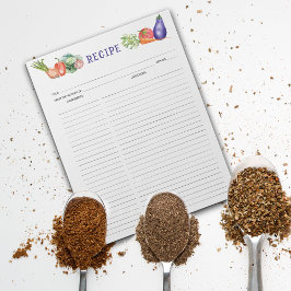 Wasserfarbenes Gemüse, Kochrezepte Notizblock