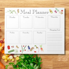 Wasserfarbenes Gemüse und Obstmehlplaner Notizblock