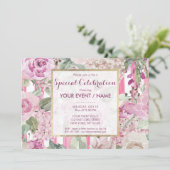 Wasserfarbenes geometrisches rosa Blumenereignis Einladung (Stehend Vorderseite)