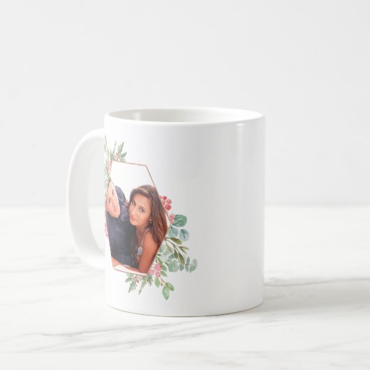 Wasserfarbenes geometrisches WeihnachtsFoto Kaffeetasse (Vorderseite Links)