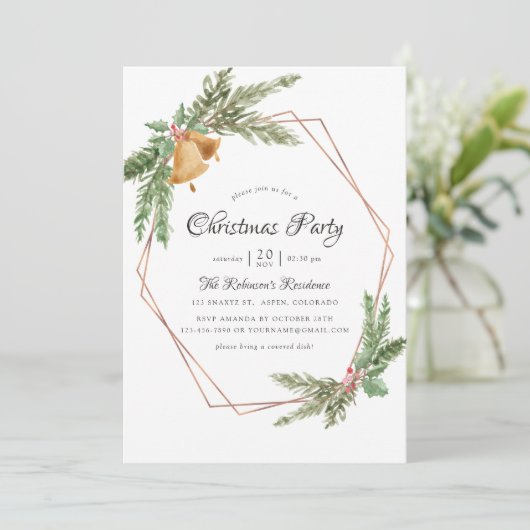 Wasserfarbenes geometrisches WeihnachtsParty Einladung (Stehend Vorderseite)