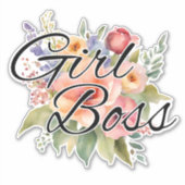 Wasserfarbenes Girl Boss Wasserdicht Aufkleber (Vorderseite)