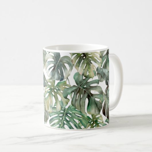 Wasserfarbenes großes nahtloses Muster mit tropisc Kaffeetasse (VorderseiteRechts)