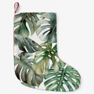 Wasserfarbenes großes nahtloses Muster mit tropisc Kleiner Weihnachtsstrumpf