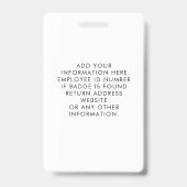 Wasserfarbenes Grün Mitarbeiter-Photo-ID Ausweis (Rückseite)