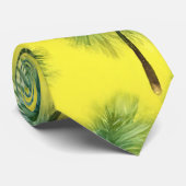 Wasserfarbenes, grün und gelb, Palmenmuster Krawatte (Gerollt)