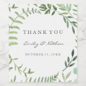 Wasserfarbenes grünes Leaf Vielen Dank für Ihr Hoc Weinetikett (Einzelnes Label)